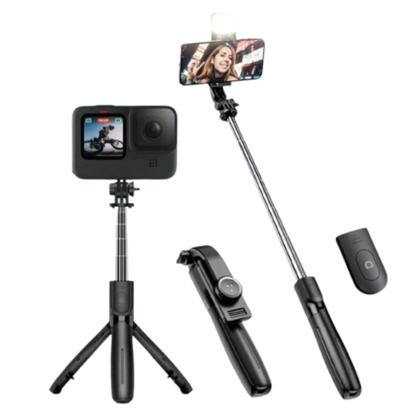 palo de selfies con linterna